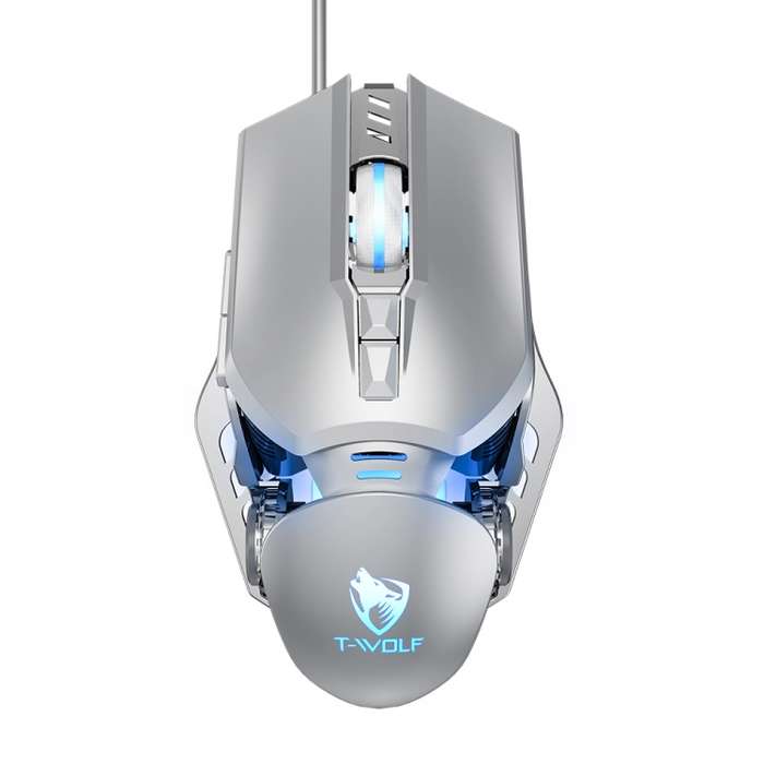T-WOLF G530 USB Interface 7-Buttons 6400 DPI Wired Mouse Mechanical Gaming Macro Definition 4-Color