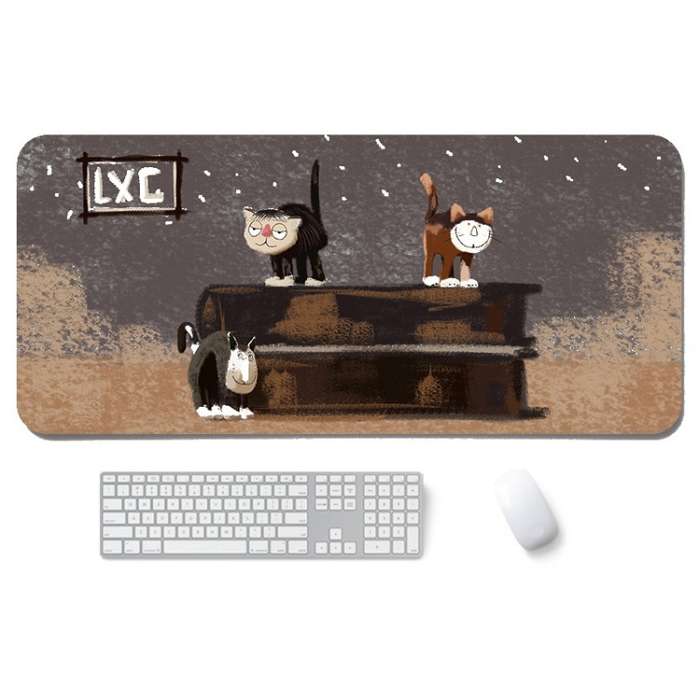 400x900x4mm illustration Cartoon Pattern Waterproof Non-Slip Mouse Pad(Three Cats)