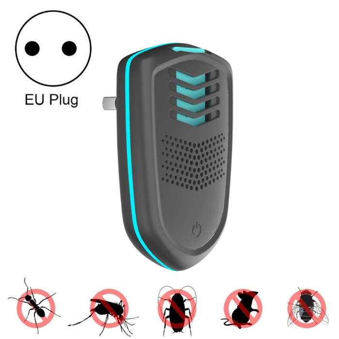 Pest Repeller Ultrasonic Mosquito Repeller Incense Heating Plug-In Mouse Repeller EU Plug(Black)