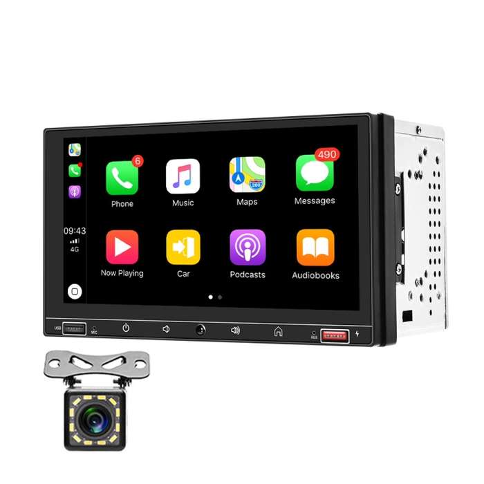 A2916 7 inch Dual-spindle Universal MP5 Car Carplay MP4 Player, Style: Standard+12 Light Camera