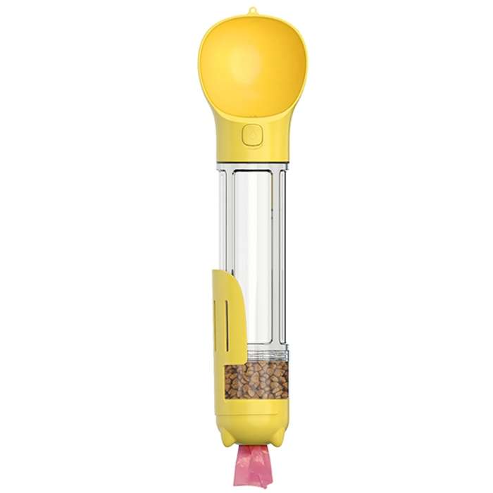 3 in 1 Leakproof Outdoor Dog Water Fountain Portable Pet Drinking Bottle, Size: 500ml+Food Box(Yello