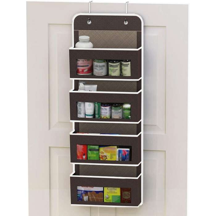 GD03 Wall-Mounted Fabric Storage Bag Wardrobe Room Door Behind Hanging Bag, Color: Brown 4-grids