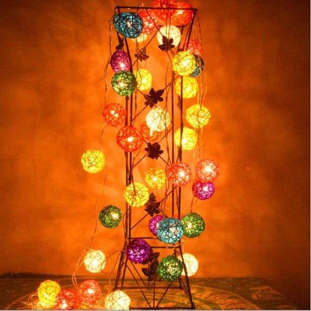 20 LEDs Rattan Balls Lights Fairy Holiday Christmas Outdoor LED Decorative Lamp, Style:4m Battery St