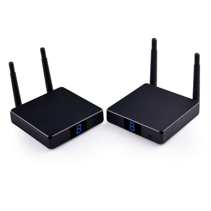 Measy FHD686 Full HD 1080P 3D 5-5.8GHz Wireless HDMI Transmitter (Transmitter + Receiver) with Displ