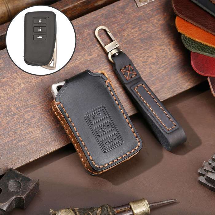 For Lexus 3-button Hallmo Car Cowhide Leather Key Protective Cover Key Case(Brown)