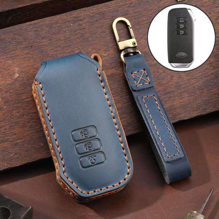 For Kia 3-button Hallmo Car Cowhide Leather Key Protective Cover Key Case(Brown)