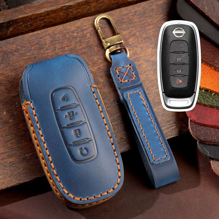 For Nissan Teana / Ariya 4-button Start Hallmo Car Cowhide Leather Key Protective Cover Key Case(Bro