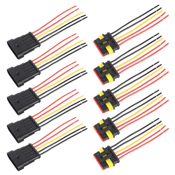10pcs 5P Car Waterproof Plug Car Connector Plug-In, Length10cm