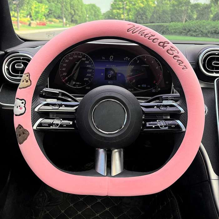 D Style Car Universal Cartoon Pattern Plush Warm Anti-skid Steering Wheel Cover, Diameter: 38cm