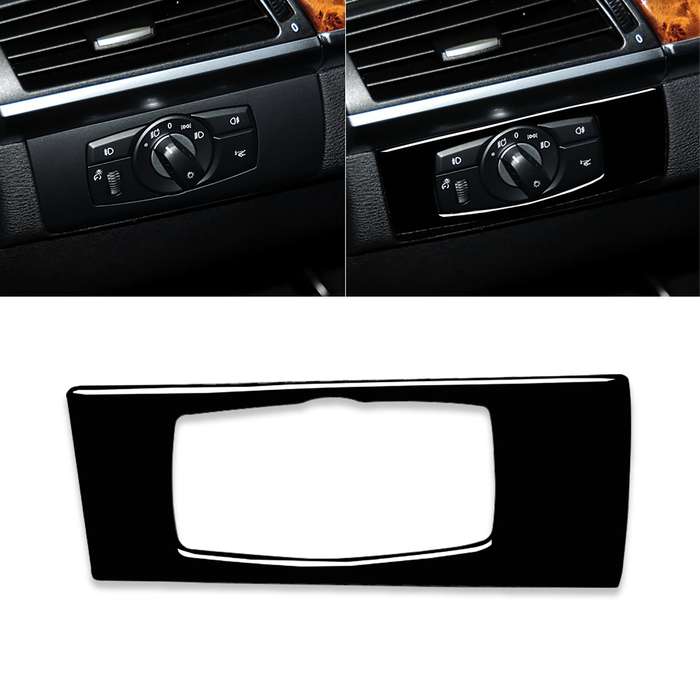 Car Left Drive Headlight Switch Panel Decorative Sticker for BMW E70 X5 / E71 X6 2008-2013(Black)