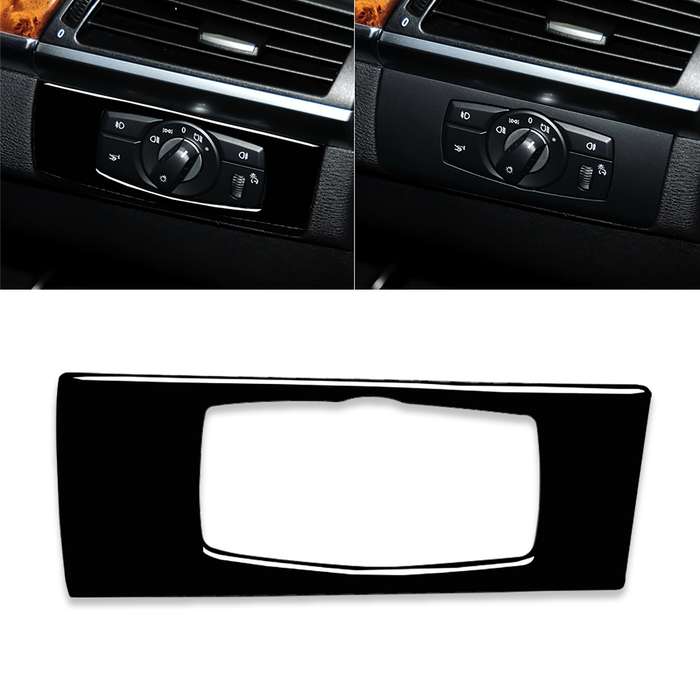 Car Right Drive Headlight Switch Panel Decorative Sticker for BMW E70 X5 / E71 X6 2008-2013(Black)