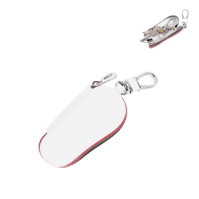 Universal Leather Crocodile Texture Waist Hanging Zipper Wallets Key Holder Bag (No Include Key)(Whi