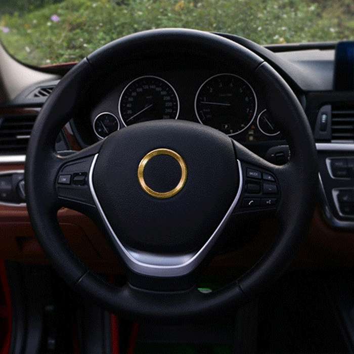 Car Aluminum Steering Wheel Decoration Ring For BMW(Silver)