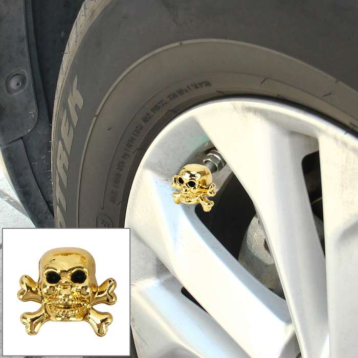 4 PCS Universal Skull Shape Gas Cap Mouthpiece Cover Gas Cap Tire Cap Car Motor Bicycle Tire Valve C
