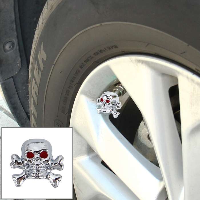 4 PCS Universal Skull Shape Gas Cap Mouthpiece Cover Gas Cap Tire Cap Car Motor Bicycle Tire Valve C