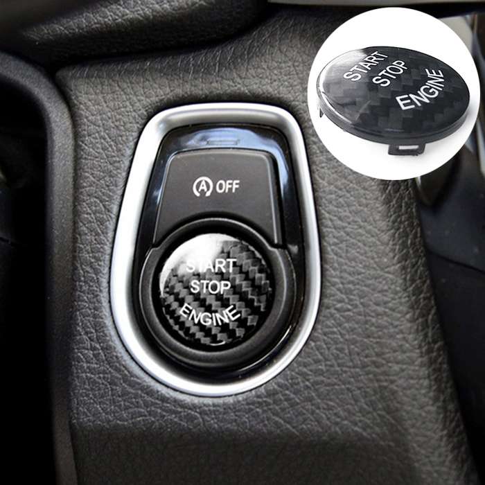Car Carbon Fiber Engine Start Button Decoration Cover Trim for BMW E Chassis(Red)