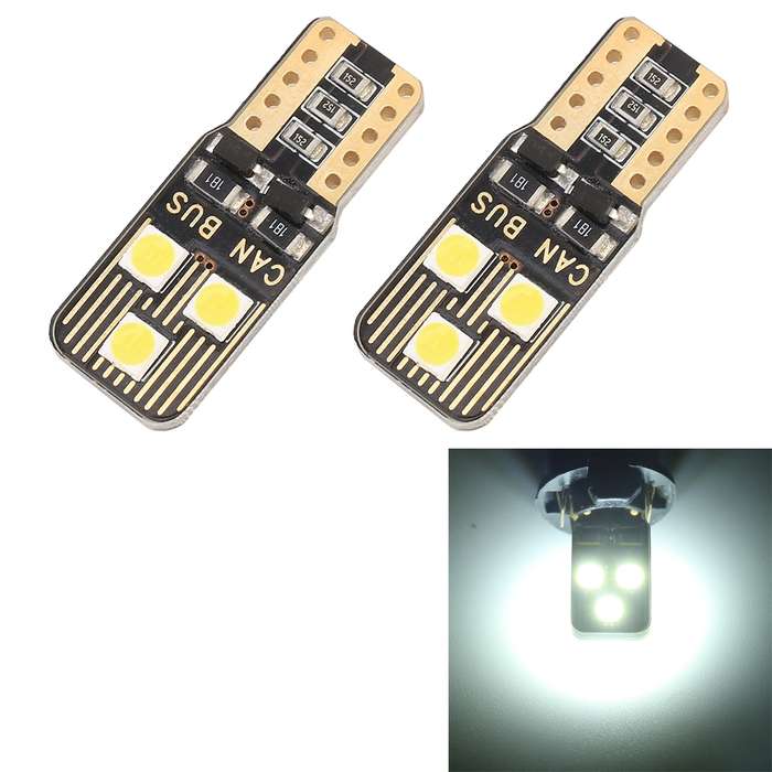 2 PCS T10 / W5W / 168 / 194 DC12V / 1.6W / 6000K / 110LM 6LEDs SMD-3030 Car Clearance Light, with De