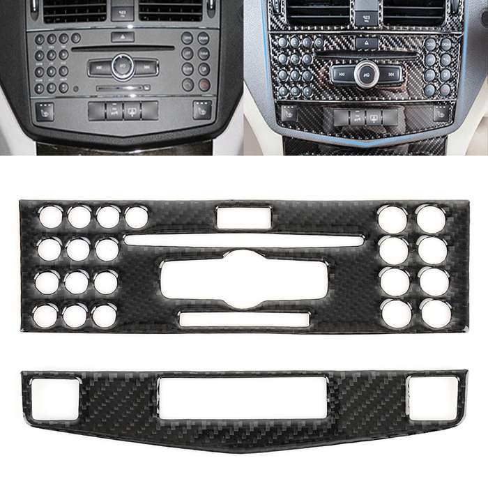 2 PCS Car CD Adjustment Frame Carbon Fiber Decorative Sticker for Mercedes-Benz W204 2007-2010, Righ