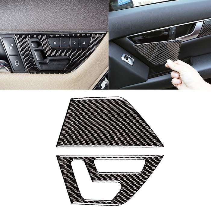 2 PCS Car Front Door Seat Adjustment Frame Carbon Fiber Decorative Sticker for Mercedes-Benz W204 20