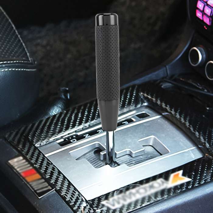 Metal Leather Long Column Car Shift Knob, Size: 18x3.3cm (Silver)