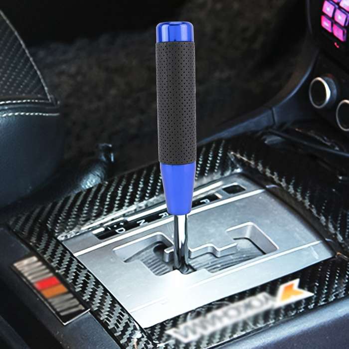 Metal Leather Long Column Car Shift Knob, Size: 18x3.3cm (Silver)