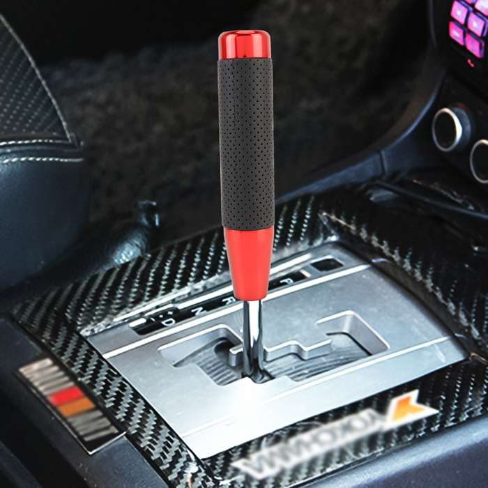 Metal Leather Long Column Car Shift Knob, Size: 18x3.3cm (Silver)
