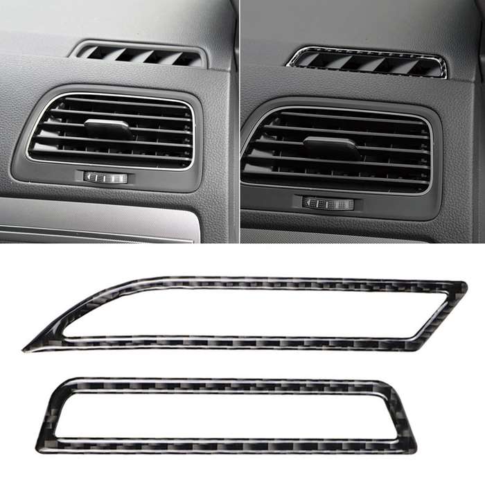 Car Carbon Fiber Air Outlet Decorative Sticker for Volkswagen Golf 7 2013-2017, Left Drive
