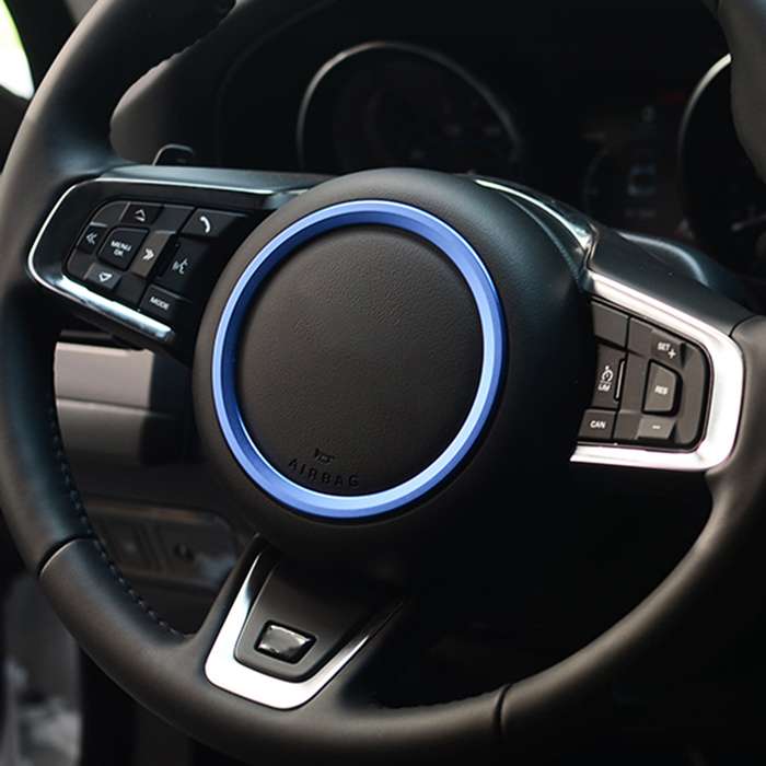 Car Auto Steering Wheel Aluminum Alloy Ring Cover Trim Sticker Decoration for Jaguar(Silver)
