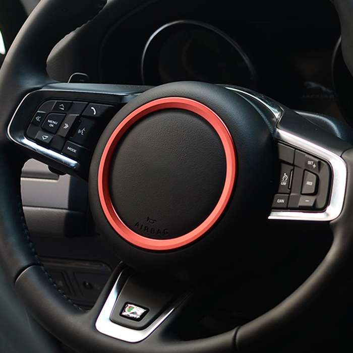 Car Auto Steering Wheel Aluminum Alloy Ring Cover Trim Sticker Decoration for Jaguar(Silver)