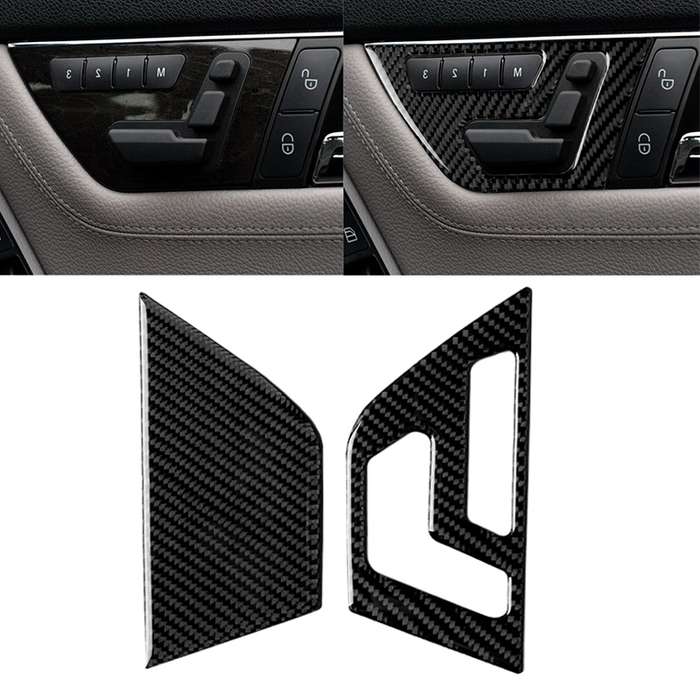 2 PCS Car Carbon Fiber Right Drive Seat Adjustment Panel Decorative Sticker for Mercedes-Benz W204 2
