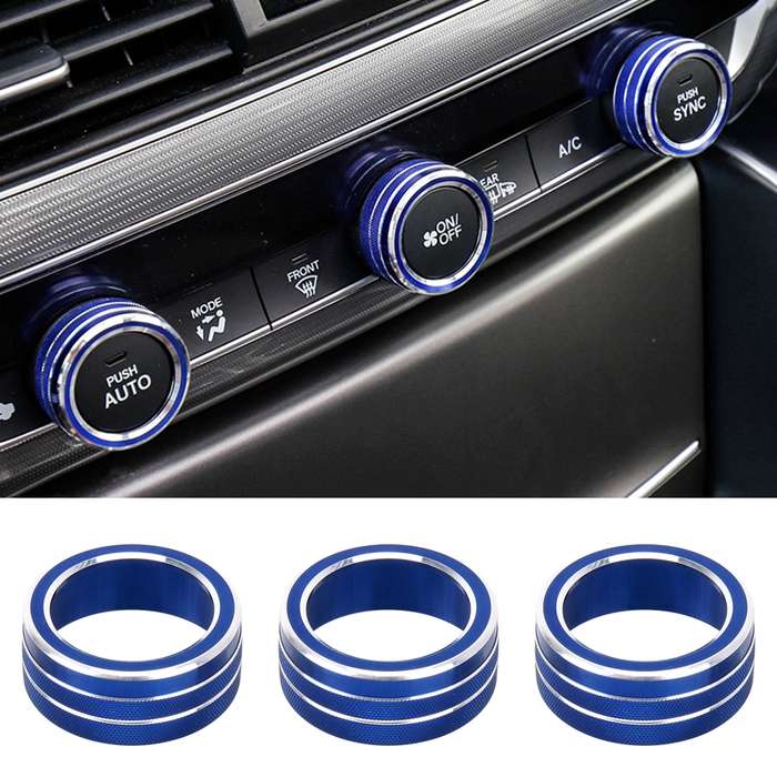 3 PCS Car Aluminum Alloy Air Conditioner Knob Case for Honda Tenth Generation Accord(Red)