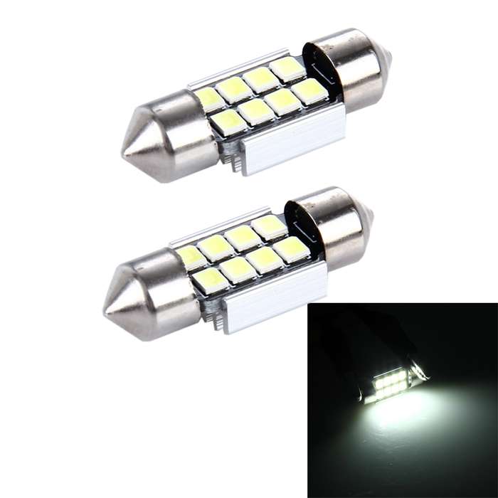 2 PCS 3W 200 LM 6000K 31MM 8 SMD-2835 LEDs Bicuspid Port Decoding Car Dome Lamp LED Reading Light, D