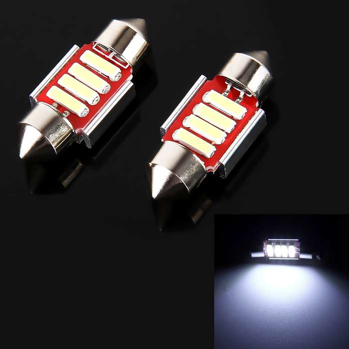 2 PCS 2W 100 LM 6000K 31MM 4 SMD-7020 LEDs Bicuspid Port Decoding Car Dome Lamp LED Reading Light, D