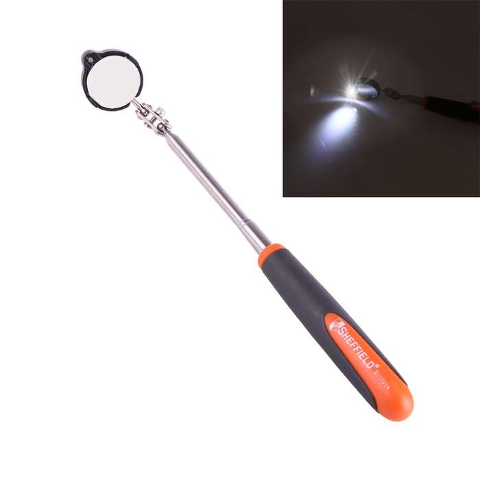 Retractable Vehicle Car Chassis Telescoping Inspection Mirror with 1 PCS 3mm LED Light, Mirror Diame