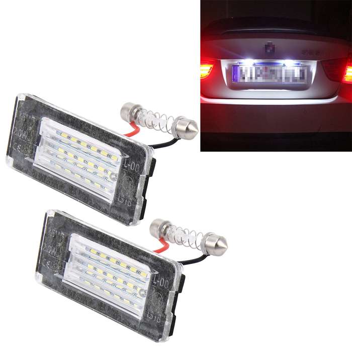2 PCS License Plate Light with 18 SMD-3528 Lamps for BMW MINI R56,2W 120LM,6000K, DC12V (White Ligh