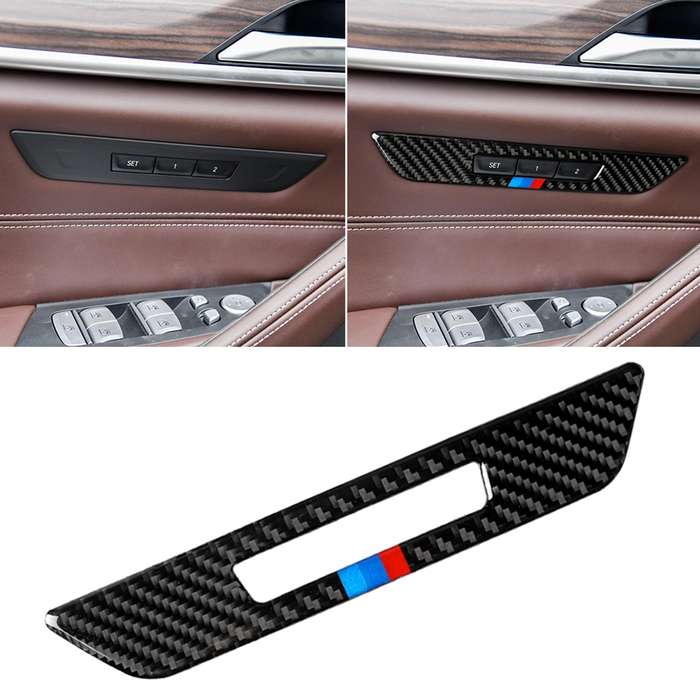 Car Tricolor Carbon Fiber Seat Memory Button Decorative Sticker for BMW 5 Series G38 528Li / 530Li /
