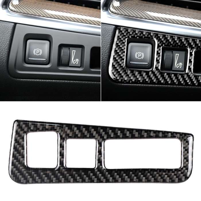Car Carbon Fiber Headlight Switch Frame Decorative Sticker for Cadillac XT5 2016-2017, High Version,