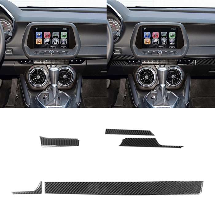 5 in 1 Car Carbon Fiber Central Console Decorative Sticker for Chevrolet Camaro 2017-2019, Left Driv