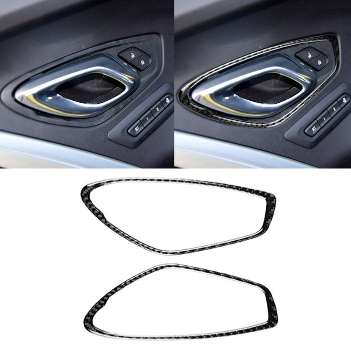 2 PCS Car Carbon Fiber Door Inner Handle Panel Decorative Sticker for Chevrolet Camaro 2017-2019