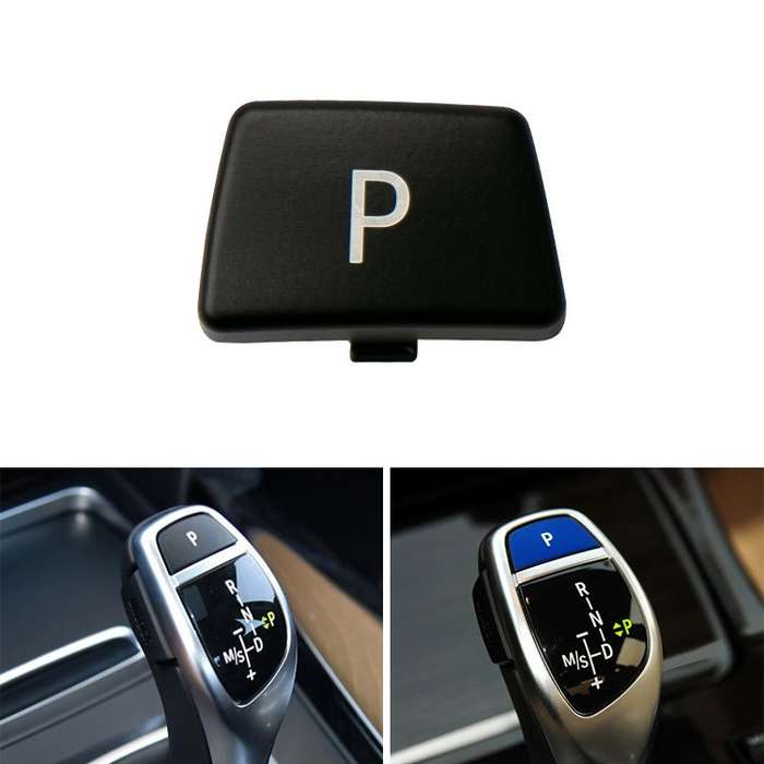 Car Gear Lever Auto Parking Button Letter P Cap for BMW 5 Series 2002-2010, Left Driving(Red)