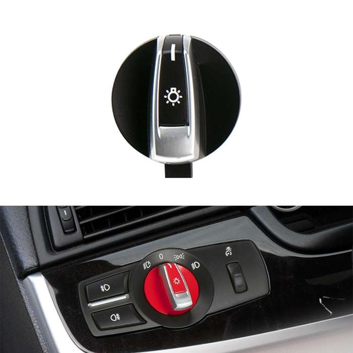 Car Headlight Switch Button Knob for BMW 5 Series 2010-2017, Left Driving (Black)