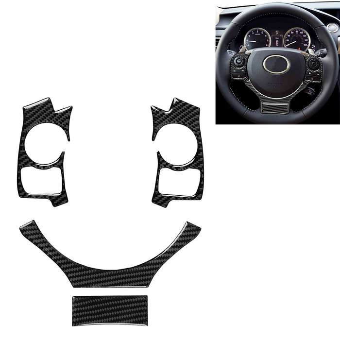 4 in 1 Car Carbon Fiber Steering Wheel Button Decorative Sticker for Lexus IS250 NX200 200t 300h, Le