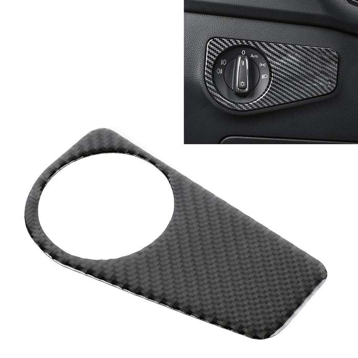 Car Carbon Fiber Headlight Switch Panel Decorative Sticker for Volkswagen Tiguan L, Low Configuratio