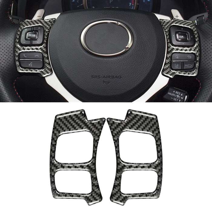 Car Carbon Fiber Steering Wheel Button Decorative Sticker for Lexus IS250 NX200 200t 300h 13-, Left
