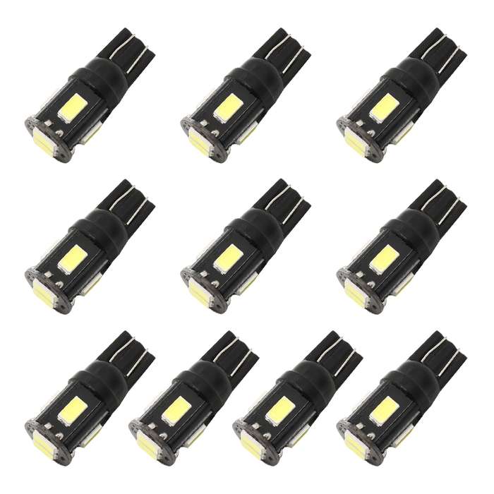 10 PCS T10 DC12V / 1.5W / 6000K / 80LM Car Decoding LED Clearance Lights with 6LEDs SMD-5630 Lamp Be