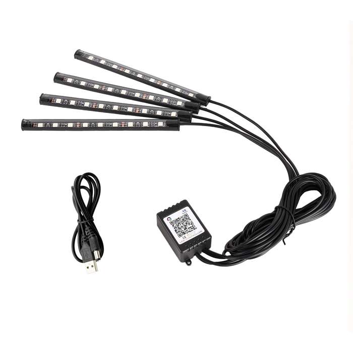 4 in 1 Universal Car USB 8-color APP Control LED Atmosphere Light Decorative Lamp, with 9LEDs Lamps