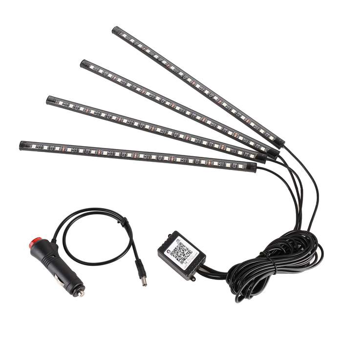 4 in 1 Universal Car Cigarette Lighter 8-color APP Control LED Atmosphere Light Decorative Lamp, wit