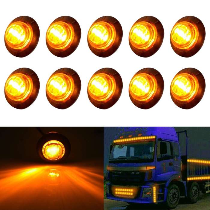 10 PCS MK-009 3/4 inch Car / Truck 3LEDs Side Marker Indicator Lights Bulb Lamp (White Light)
