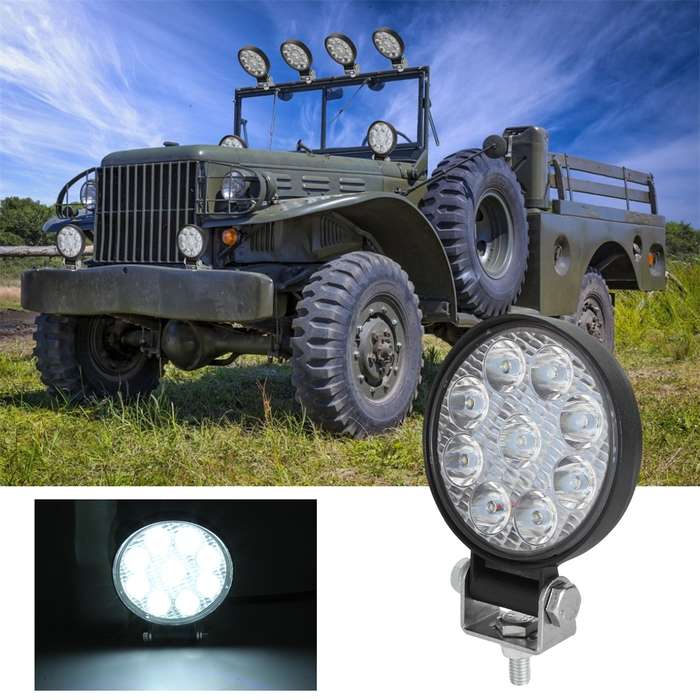 D0035 6.3W 10-30V DC 6000K 3 inch 9 LEDs Circle Offroad Truck Car Driving Light Spotlight Work Light