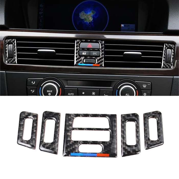 5 PCS High Matching Three Color Carbon Fiber Car Air Outlet Decorative Sticker for BMW E90 / E92 / E